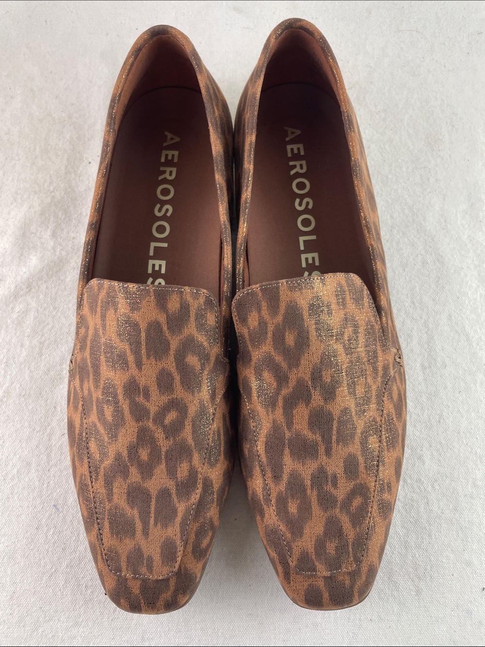 AEROSOLES Leopard Print Slip-Ons in Brown and Tan Size 10.5